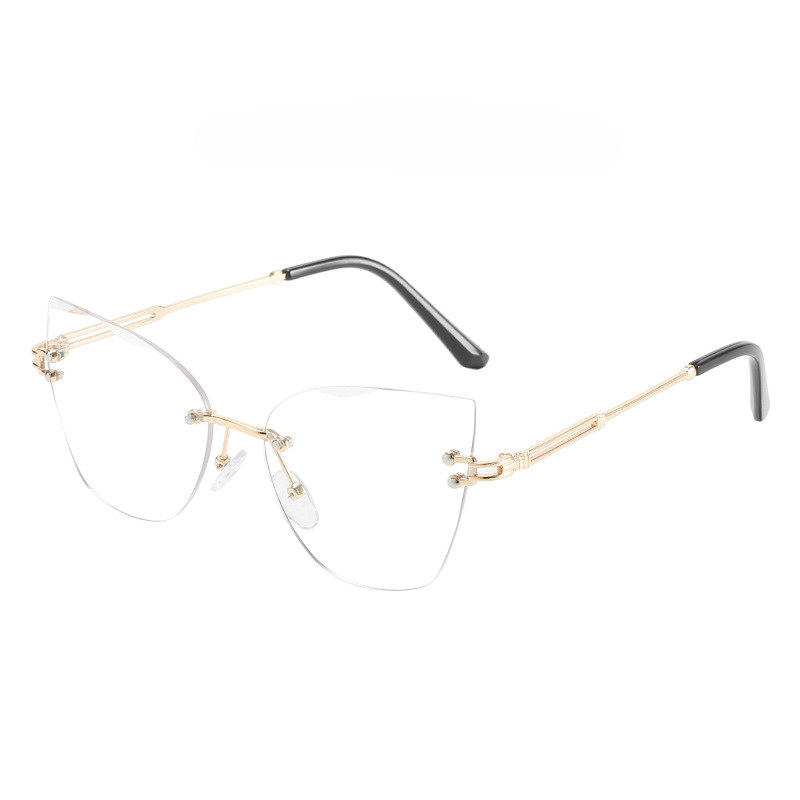 Wholesale PC Cat Eye Rimless Metal Sunglasses